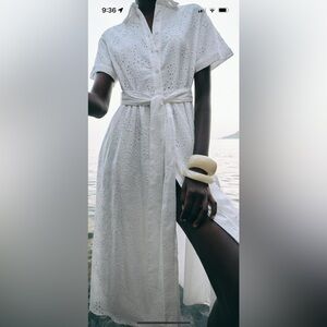 Zara embroidered eyelet dress L